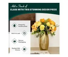 Elegant Gold Metal Vase – Modern Home Décor Accent - 2