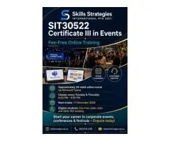 SIT30522 Certificate III in Events – Fee-Free Online Training