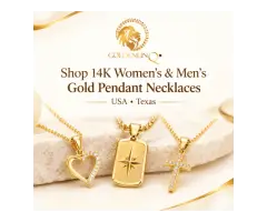 Shop 14K Women & Mens Gold Pendants Necklace in USA, Texas goldenlinq