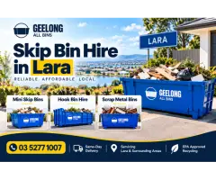 Skip Bin Hire Lara | Mini Skips to Hook Bins | From $320 | Same-Day Delivery